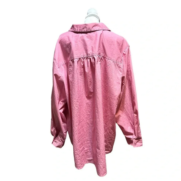 Cherokee women's 20W long sleeve pink and white button down shirt - Picture 4 of 5